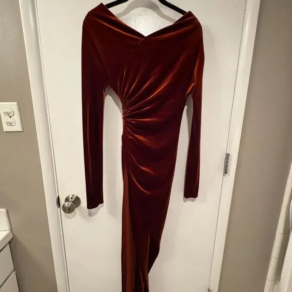alexandre vauthier burgundy dress Alexandre Vauthier Silk Knee-Length Dress - Burgundy Dresses, Clothing - AVR24583